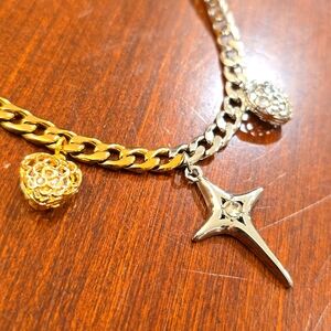 Anthropologie Two Tone Cross Chain Necklace - Like New